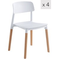 Nordlys Set of 4 Scandinavian Dining Chairs with Wooden Legs in White