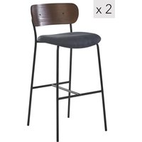 Set 2 Industrial Metal Wood Bar Stools