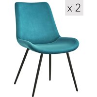 Nordlys Set of 2 Scandinavian Dining Chairs with Black Metal Legs in Blue