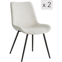 Nordlys Set of 2 Scandinavian Dining Chairs with Black Metal Legs in Beige