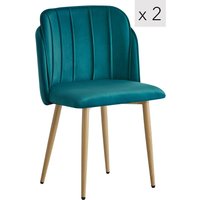 Nordlys Set of 2 Scandinavian Dining Chairs with Metal Legs in Blue