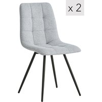 Set 2 Scandinavian Dining Chairs Metal Buttoned Backrests
