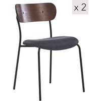 Set 2 Industrial Metal Wood Dining Chairs
