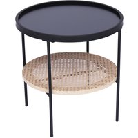 Nordlys Table Appoint End Table Industrial Furniture Round Rattan Cane in Black