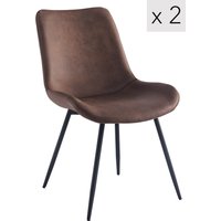 Nordlys Set of 2 Scandinavian Dining Chairs with Black Metal Legs in Brown