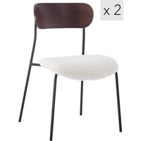 Nordlys Set of 2 Industrial Metal Wood Dining Chairs in White