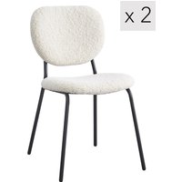 Nordlys Set of 2 Scandinavian Dining Chairs with Metal Buttoned Backrests in White