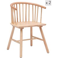 Nordlys Set of 2 Scandinavian Solid Wood Dining Room Chairs in Brown