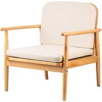 Nordlys Scandinavian Lounge Armchair with Wooden Frame & Fabric in Beige