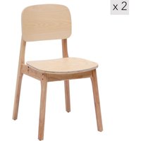 Nordlys Set of 2 Scandinavian Solid Wood Dining Room Chairs in Light Oak