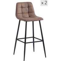 Nordlys Set of 2 Scandinavian Metal Fabric Bar Stools in Brown