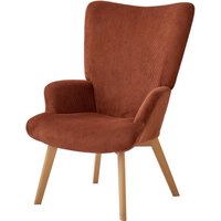 Nordlys Scandinavian Style Wooden Leg Lounge Chair in Red