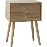 Nordlys Bedside Table 2 Drawers Natural Wood in Brown