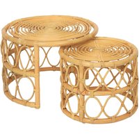 Nordlys Set of 2 Natural Rattan Nesting Coffee Tables in Brown