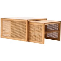 Nordlys Set of 2 Wooden Coffee Tables with Storage in Brown