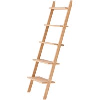 Nordlys Natural Solid Wood Wall Ladder Shelf in Light Brown
