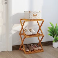 Berkfield Home 3-Tier Folding Shelf Brown 43x31x63 cm Solid Wood Acacia | Size: 43 x 31 x 63 cm