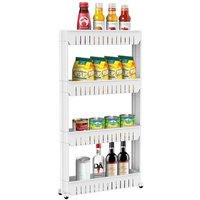 Nes Home Slim 4 Tier Storage Trolley Cart White Kitchen Bathroom Shelf Organiser Rack