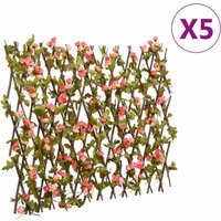 Berkfield Home Berkfield Artificial Ivy Trellis Expandable 5 pcs Dark Pink 180x60 cm