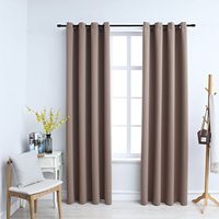 Berkfield Home Blackout Curtains with Metal Rings 2 pcs Taupe 140x245 cm