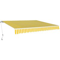 Berkfield Home Folding Awning Manual Operated 400 cm Yellow/White in Yellow