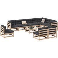 Berkfield Home 11 Piece Garden Sofa Set Solid Wood Pine in Brown