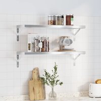Berkfield Home Wall Shelves 2 pcs 75x23.5 cm Silver Stainless Steel