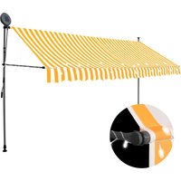 Berkfield Home Manual Retractable Awning with LED 400 cm White & Orange