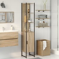 Berkfield Home Bathroom Cabinet Sonoma Oak 33x33x185, 5 cm Engineered Wood in Brown