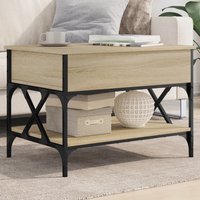 Berkfield Home Coffee Table Sonoma Oak 70x50x50 cm Engineered Wood & Metal in Brown | Size: 70 x 50 x 50 cm
