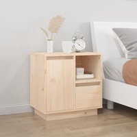 Berkfield Home Bedside Cabinet 50x34x50 cm Solid Wood Pine in Brown | Size: 50 x 34 x 50 cm