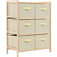 Berkfield Home Storage Rack with 6 Fabric Baskets Cedar Wood Beige
