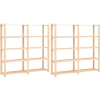 Berkfield Home 5-Tier Storage Racks 2 pcs 170x38x170 cm Solid Pinewood 500 kg in Beige | Size: 170 x 38 x 170 cm
