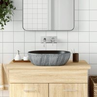 Berkfield Home Countertop Basin Black & Grey Oval 47x33x13 cm Ceramic | Size: 47 x 33 x 13 cm