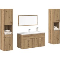 Berkfield Home 4 Piece Bathroom Furniture Set Artisan Oak Engineered Wood in Brown