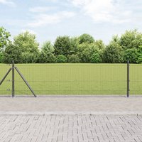 Berkfield Home Fence Set Set of 2 Grey Metal 25 x 0.5 m Durable Grey Fence