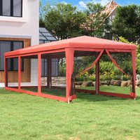 Berkfield Home Party Tent with 8 Mesh Sidewalls Red 3x9 m HDPE