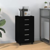 Berkfield Home Drawer Cabinet with Castors Black Engineered Wood