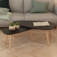 Berkfield Home Coffee Table Set 2 Pieces Solid Pinewood Black