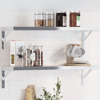 Berkfield Home Shelf Brackets 4 pcs 23.5x2.5x15.5 cm Silver Stainless Steel