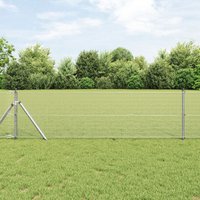 Berkfield Home Welded Wire Fence with 13 Posts 0.5x50 m Galvanised Steel in Silver