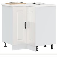 Berkfield Home Kitchen Corner Base Cabinet Kalmar High Gloss White Engineered Wood