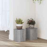 Berkfield Home Plant Stands 2 pcs Grey Sonoma 15x15x20 cm Engineered Wood | Size: 15 x 15 x 20 cm