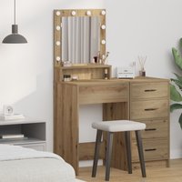 Berkfield Home LED Lighted Dressing Table in Artisan Oak, 50x41x135 cm in Brown | Size: 50 x 41 x 135 cm