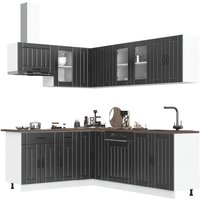 Berkfield Home 11 Piece Kitchen Cabinet Set Lucca Black Engineered Wood