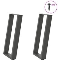 Berkfield Home Console Table Legs U-Shaped 2 pcs Anthracite 28x(72-73) cm Steel in Black