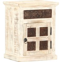 Berkfield Home Bedside Cabinet White 40x30x50 cm Solid Mango Wood | Size: 40 x 30 x 50 cm