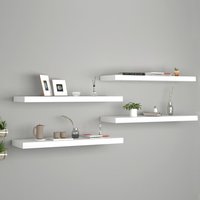 Berkfield Home Floating Wall Shelves 4 pcs White 80x23.5x3.8 cm MDF
