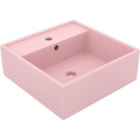 Berkfield Home Luxury Basin Overflow Square Matt Pink 41x41 cm Ceramic