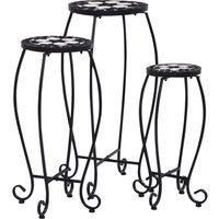 Berkfield Home Mosaic Tables 3 pcs Black & White Ceramic